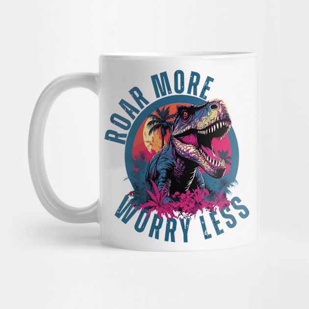 Roar More Worry Less Dinosaur Design. by BrushedbyRain